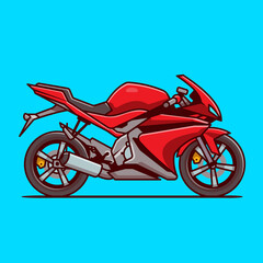 Sport Bike Motorcycle Cartoon Vector Icon Illustration. Motorcycle Vehicle Icon Concept Isolated Premium Vector. Flat Cartoon Style