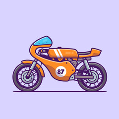 Fototapeta na wymiar Retro Motorbike Cartoon Vector Icon Illustration. Motorcycle Vehicle Icon Concept Isolated Premium Vector. Flat Cartoon Style