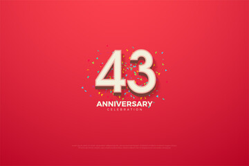 Fototapeta na wymiar 43rd anniversary background with number illustration.