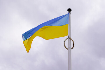 flag ukraine on waving silk background ukrainian National flag with yellow and blue colors in fabric texture