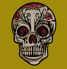 Colorful floral skull illustration design