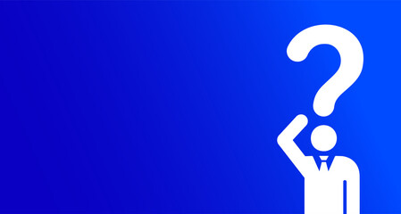 クエスチョンマークと人のピクトグラム、ベクター、左にコピースペース
