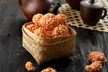 Rengginang or Rangginang, Indonesian Traditional Rice Cracker, made from Rice or Glutinous Rice,...