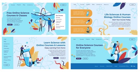 Science online courses advertising at web page set