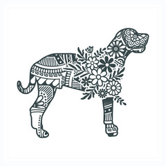Animal Mandala with Flower. Vintage decorative elements. Oriental pattern, vector illustration.