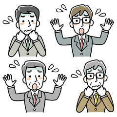 恐がるビジネスマンの上半身セット