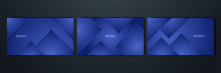 Naklejka premium Dark blue abstract background geometry shine and layer element vector for presentation design. Suit for business, corporate, institution, party, festive, seminar, and talks.