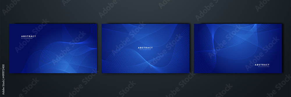 Poster dark blue abstract background geometry shine and layer element vector for presentation design. suit 