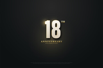 18th anniversary background with number illustration.