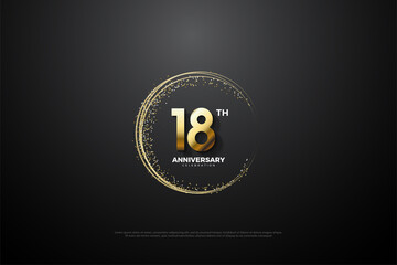 18th anniversary background with number illustration.
