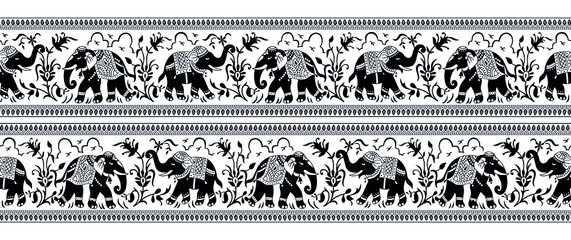 Traditional Asian elephant border design