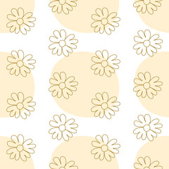 Single continuous line drawing floral pattern Summer flower on spot. Sunflower in one continuous line. Minimalist linear sketch. Vector illustration