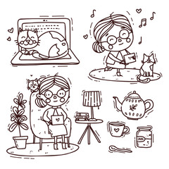 cute illustration of old woman