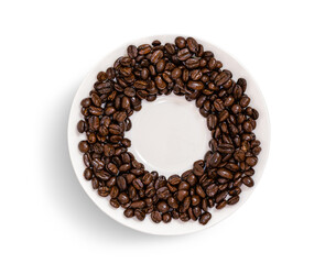 close cup of coffee white background