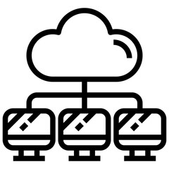 CLOUD COMPUTING line icon,linear,outline,graphic,illustration