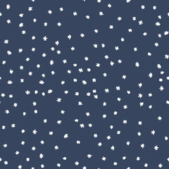 Fototapeta na wymiar Winter seamless pattern with white snowflakes on blue background. Vector illustration for fabric, textile wallpaper, posters, gift wrapping paper. Christmas vector illustration.