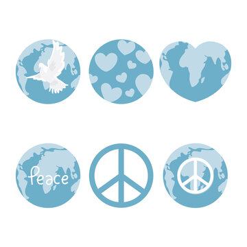 International Peace Day concept. there are peaceful global sign icons. vector illustration