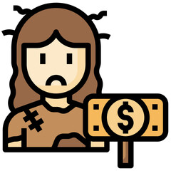 BEGGAR filled outline icon,linear,outline,graphic,illustration