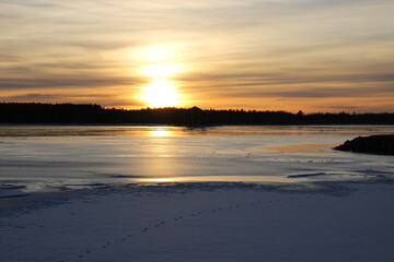 Fototapeta premium sunset over the river