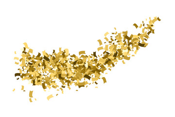 Golden Explosion Of Confetti. Gold Glitter Texture Isolated On White. Amber Particles Color. Celebratory Background. Vector Illustration, Eps 10.
