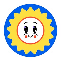 Sun character, emblem or logotype icon vector
