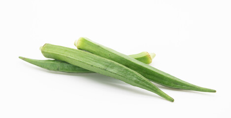 okra or Lady Finger isolate on white background,green vegetable