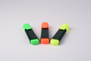 Three color markers. Isolated on white background