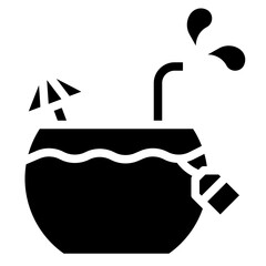 COCONUT DRINK glyph icon,linear,outline,graphic,illustration