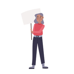 Protesting people. Activists demonstration concept. Woman with empty placards. Vector illustration. 
