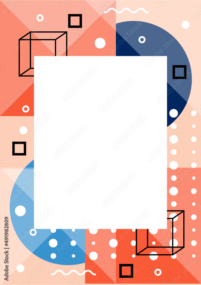 Aufkleber rectangular frame with geometric shapes and abstract elements template. framework with figure in min