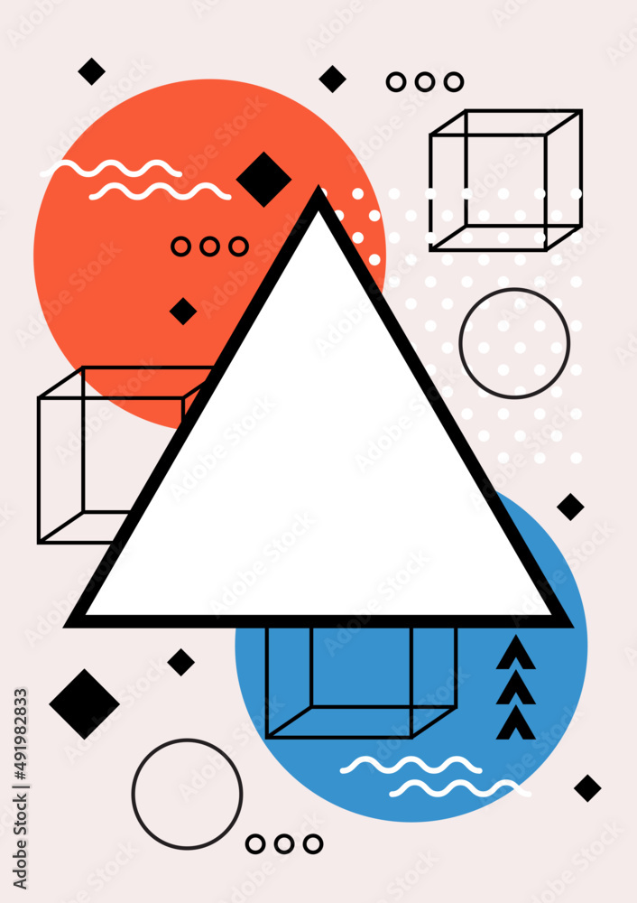Aufkleber rectangular frame with geometric shapes and abstract elements template. framework with figure in min