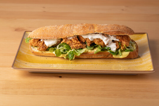 details of fried chicken with mayo