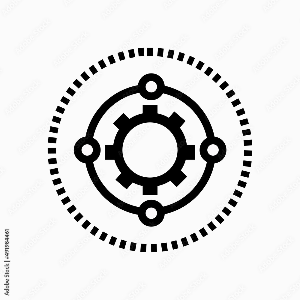 Aufkleber data integration icon, framework or technology development, software or api, thin line symbol on whi
