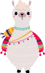 Foto auf Alu-Dibond Cute Llama or Wooly Alpaca Character as Domesticated South Animal Standing © topvectors