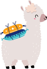 Cute Llama or Wooly Alpaca Character as Domesticated South Animal Standing © topvectors