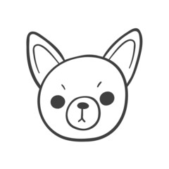 Hand drawn lines. The face of an adorable Chihuahua puppy.