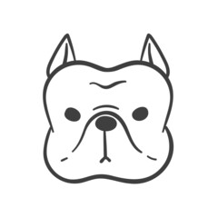 Hand drawn lines. The face of an adorable American Pit Bull Terrier puppy.