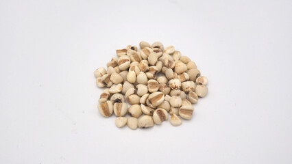 Job's Tears, also known as adlay and coix on white background.