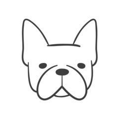 Hand drawn lines. The face of an adorable French bulldog puppy.