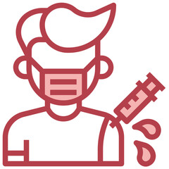 VACCINATION  red line icon,linear,outline,graphic,illustration