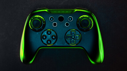 Wireless game controller. Computer gamepad for video games