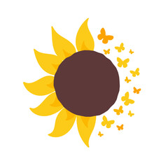 blooming yellow sunflowers full of sunflower seeds inside for decorating welcome cards