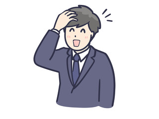 うっかりポジティヴなスーツ男性のイラスト