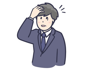 うっかりに気づいてペロッと舌を出すスーツ男性のイラスト