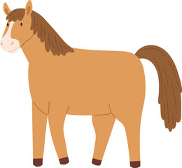 Cute Horse Childish Cartoon Illustration