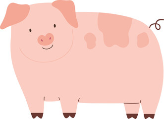Funny Pig Childish Cartoon Illustration