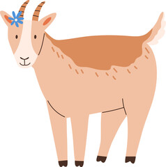 Cute Goat Childish Cartoon Illustration