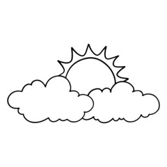 Weather hand drawn, clouds and sun outline design illustration for web, wedsite, application, presentation, Graphics design, branding, etc.
