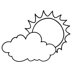 Weather hand drawn, clouds and sun outline design illustration for web, wedsite, application, presentation, Graphics design, branding, etc.