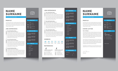 Elegant Resume Set, Professional Resume with Cover Letter  Template 100% Editable and Customisable